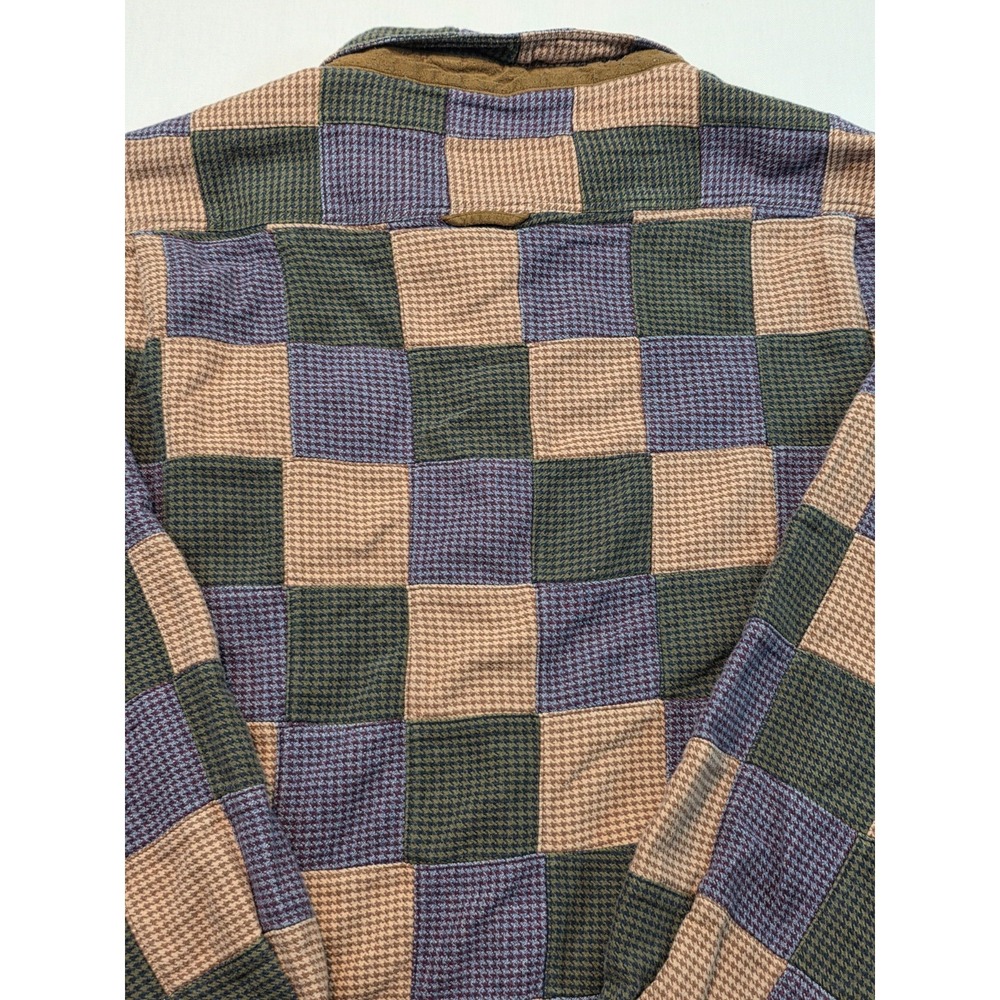 Orvis Men's L Patchwork Plaid Snap Shirt 100% Cotton Heavyweight Outdoor Flannel - Picture 13 of 13